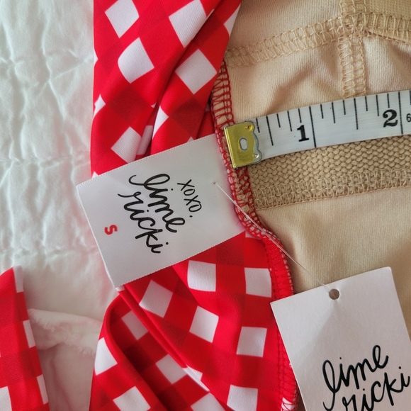 Lime Ricki Watercolor Crossback Tankini Top S NWT Red Floral X Gingham - Picture 10 of 13